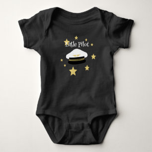 Vit liten pilothatt, guld-stjärnor, flygaviator t shirt