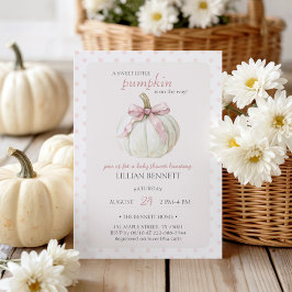 Vit Liten Pumpa Rosa Prickar Baby Shower Inbjudningar