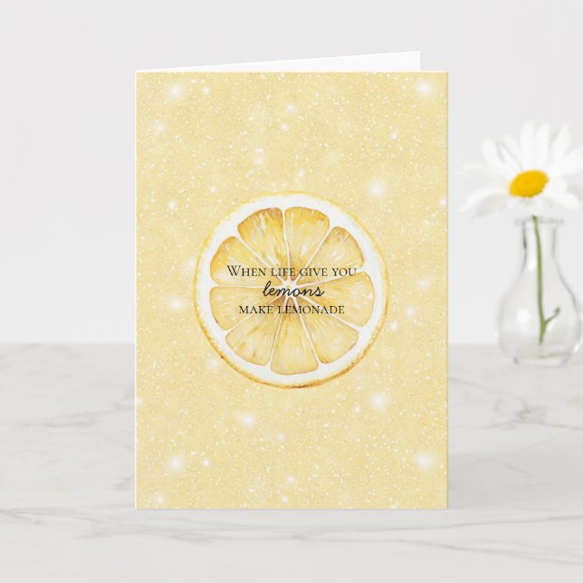 Vit Liv Går Ut På Att Citera Citron Glitter Kort (Liten växt)