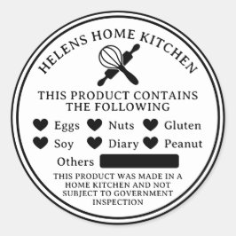 Vit livsmedelsallergi - varning Bakery Round Stick Runt Klistermärke
