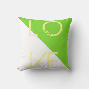 Vit ljus Grönt Kärlek Cushion Dekorativ kudde