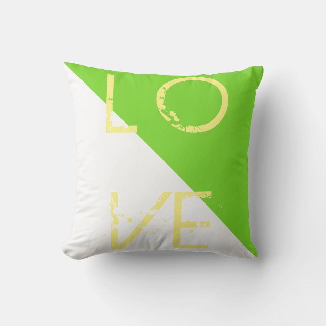 Vit ljus Grönt Kärlek Cushion Dekorativ kudde (Framsida)