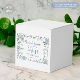 Vit Ljus Mjuk Paste Blåa blommor Blommigt Bröllop Presentaskar