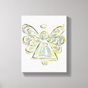 Vit ljusguardian Angel Wrapped Canvas Wall Art