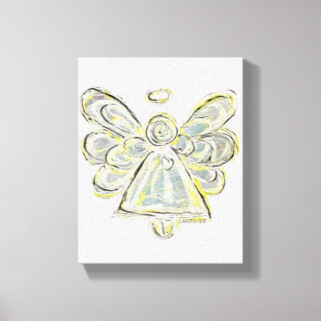 Vit ljusguardian Angel Wrapped Canvas Wall Art (Framsida)