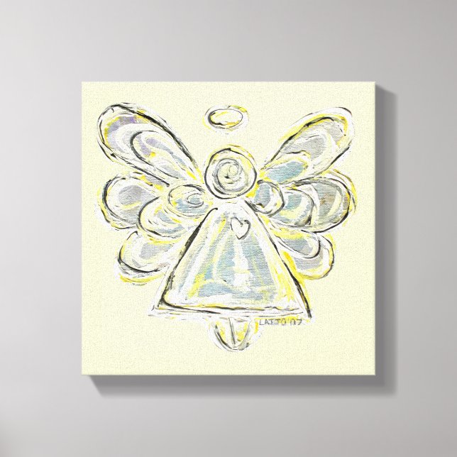 Vit ljusguardian Angel Wrapped Canvas Wall Art (Framsida)