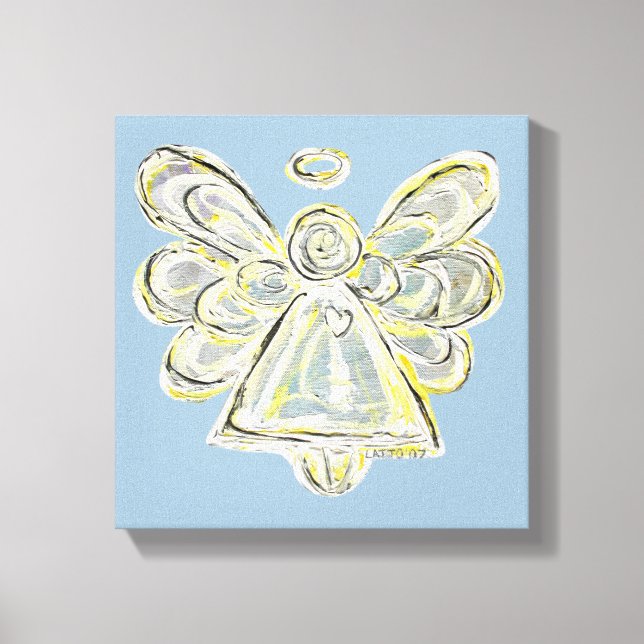 Vit ljusguardian Angel Wrapped Canvas Wall Art (Framsida)