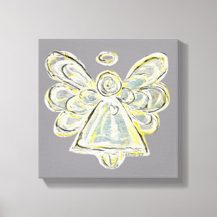 Vit ljusguardian Angel Wrapped Canvas Wall Art