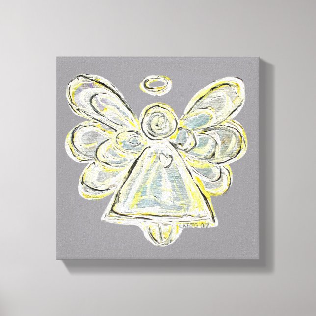 Vit ljusguardian Angel Wrapped Canvas Wall Art (Framsida)