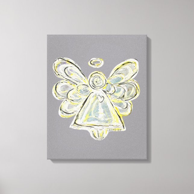 Vit ljusguardian Angel Wrapped Canvas Wall Art (Framsida)