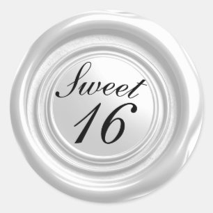 Vit ljuslåda vax sigill dropp Sweet 16 bröllop Runt Klistermärke