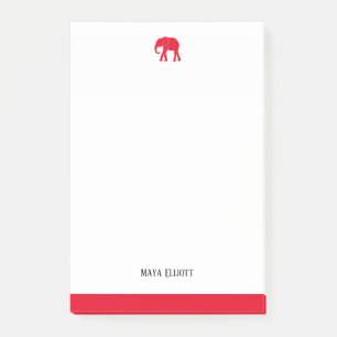 Vit & Ljusröd Elefant & Kant, Namn Post-it Block