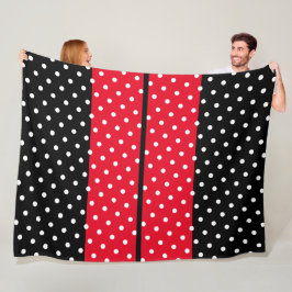 Vit, ljusröd Tävla Rand på svart Fleecefilt