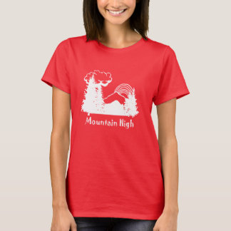 Vit logotyp för mörk av kvinnobergsskugga, vit t shirt