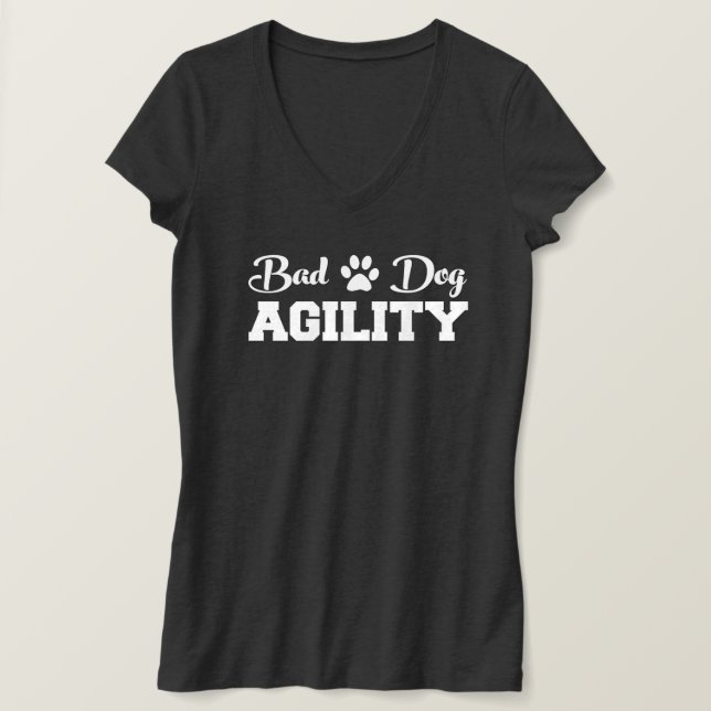 Vit Logotyp, kursiv stor Hund T Shirt (Design framsida)