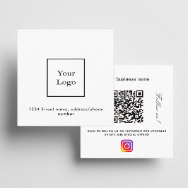 Vit logotyp qr-kodinstagram följer efter oss fyrkantigt visitkort