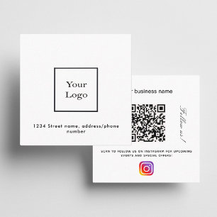Vit logotyp qr-kodinstagram följer efter oss fyrkantigt visitkort