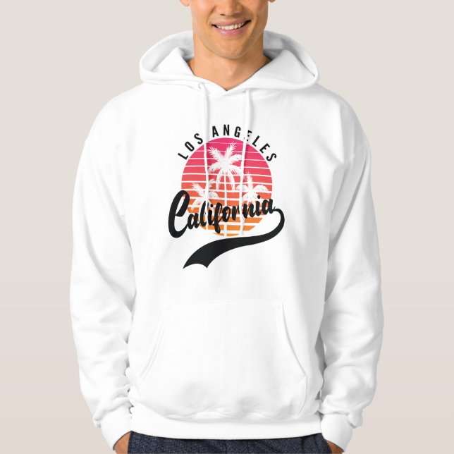 Vit Los Angeles Retro Vit Hoodie (Framsida)