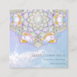 Vit Lotus Mandala Modern Yoga Instruktör Fyrkantigt Visitkort