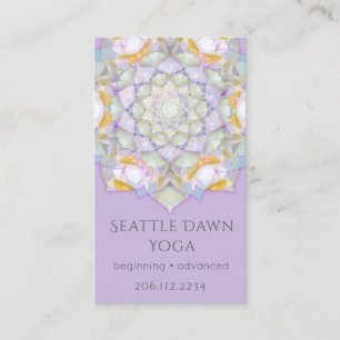 Vit Lotus Mandala Modern Yoga Instruktör Visitkort