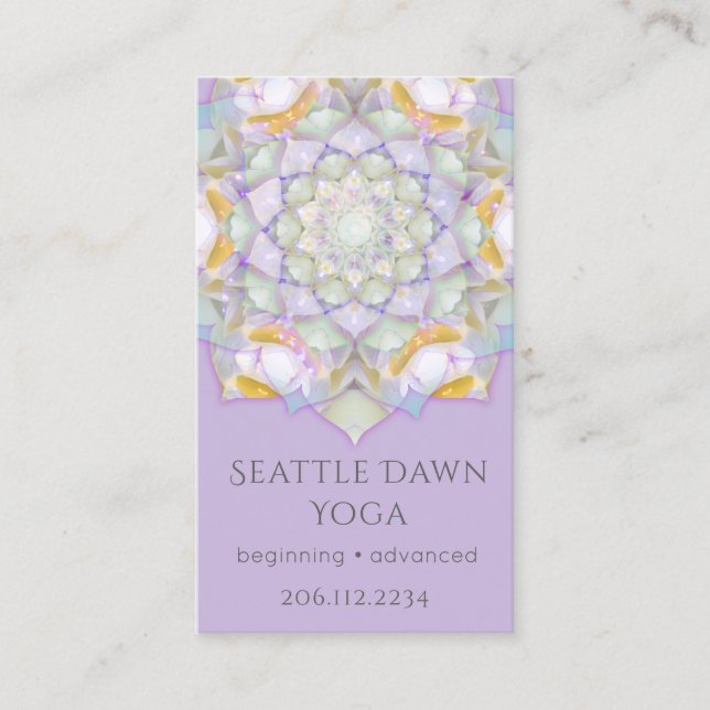 Vit Lotus Mandala Modern Yoga Instruktör Visitkort (Framsida)