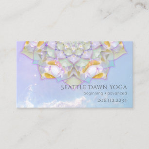 Vit Lotus Mandala Modern Yoga Instruktör Visitkort
