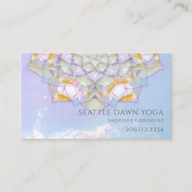 Vit Lotus Mandala Modern Yoga Instruktör Visitkort (Framsida)