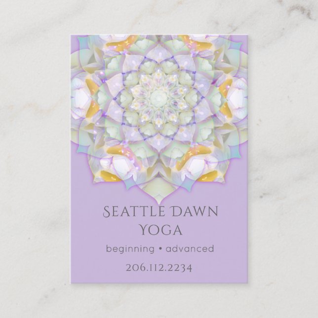 Vit Lotus Mandala Modern Yoga Instruktör Visitkort (Framsida)