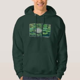 Vit Lotus och Näckrosblad Hoodie