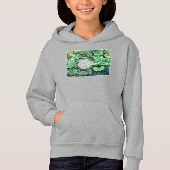 Vit Lotus och Näckrosblad T Shirt (Framsida)
