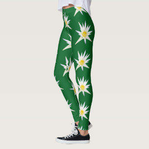 Vit Lotusblomma På Grönt, Leggings