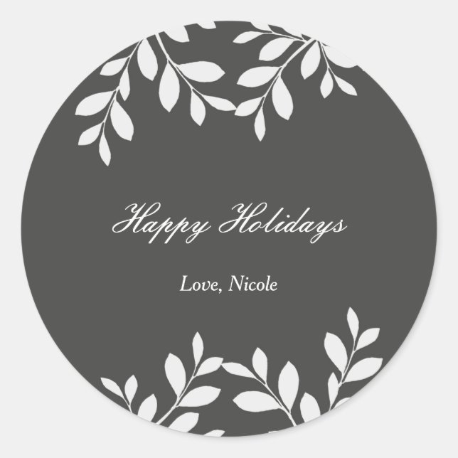 Vit Löv och Grått Modern botaniskt märke (Framsida)