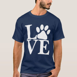 Vit LOVE Ord Hund Klövar Motiv T Shirt