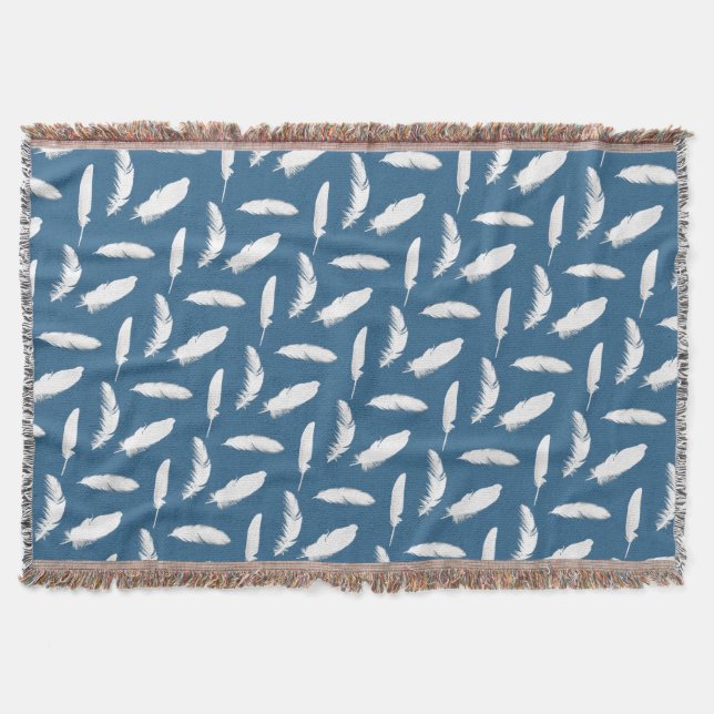 Vit ludd Skriv ut på Denim Blue Filt (Framsidan)