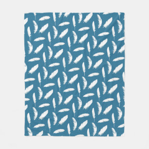 Vit ludd Skriv ut på Denim Blue Fleece Blanket