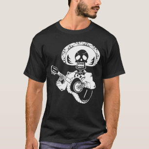 vit lycklig cinco de mayo mariachi skelett t shirt