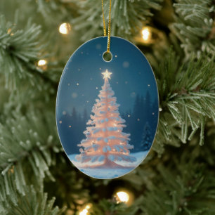 Vit lysande julgran julgransprydnad keramik