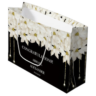 Vit lyxig presentbag med blommönster