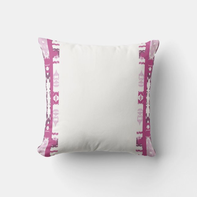 Vit Magenta Rosa Prydnadsram Kudde (Framsida)