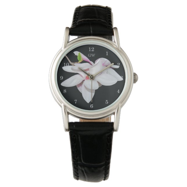Vit Magnolia Armbandsur (Framsida)