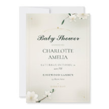 Vit Magnolia Baby Shower Inbjudan