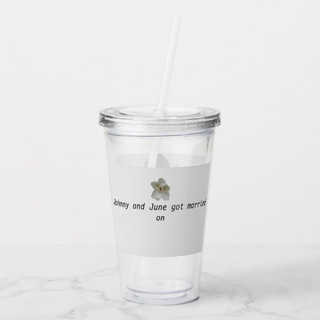 Vit Magnolia-blomma på Akryltumbler Take Away Mugg (Baksida)