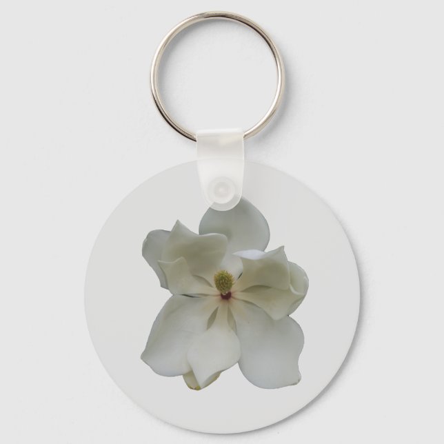 Vit Magnolia-blomma på en nyckelring (Framsida)