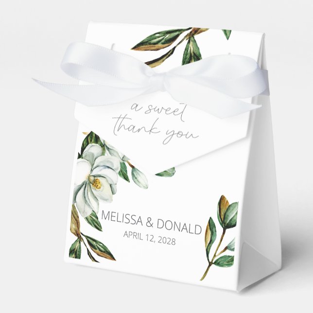 Vit Magnolia Blommig Bröllopspresentlåda Presentaskar (Framsidan Sidan)