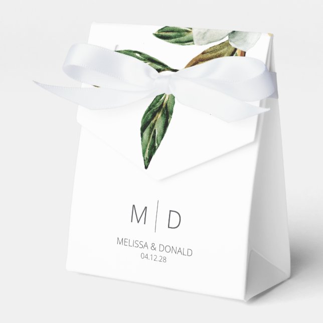 Vit Magnolia Blommig Bröllopspresentlåda Presentaskar (Framsidan Sidan)
