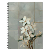 Vit Magnolia Blommig Guld Linje Marmor