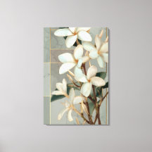 Vit Magnolia Blommig Guld Linje Marmor