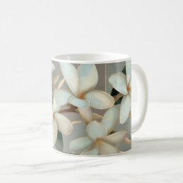 Vit Magnolia Blommig Guld Linje Marmor Kaffemugg