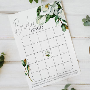 Vit Magnolia Blommig Rustik Bröllopsdusch Bingo