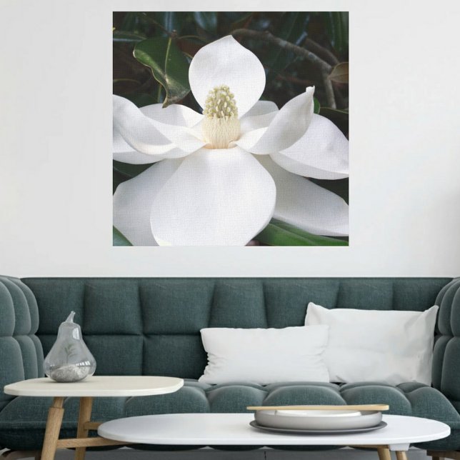 Vit Magnolia Flower Photographic Botanical Canvastryck (Skapare uppladdad)